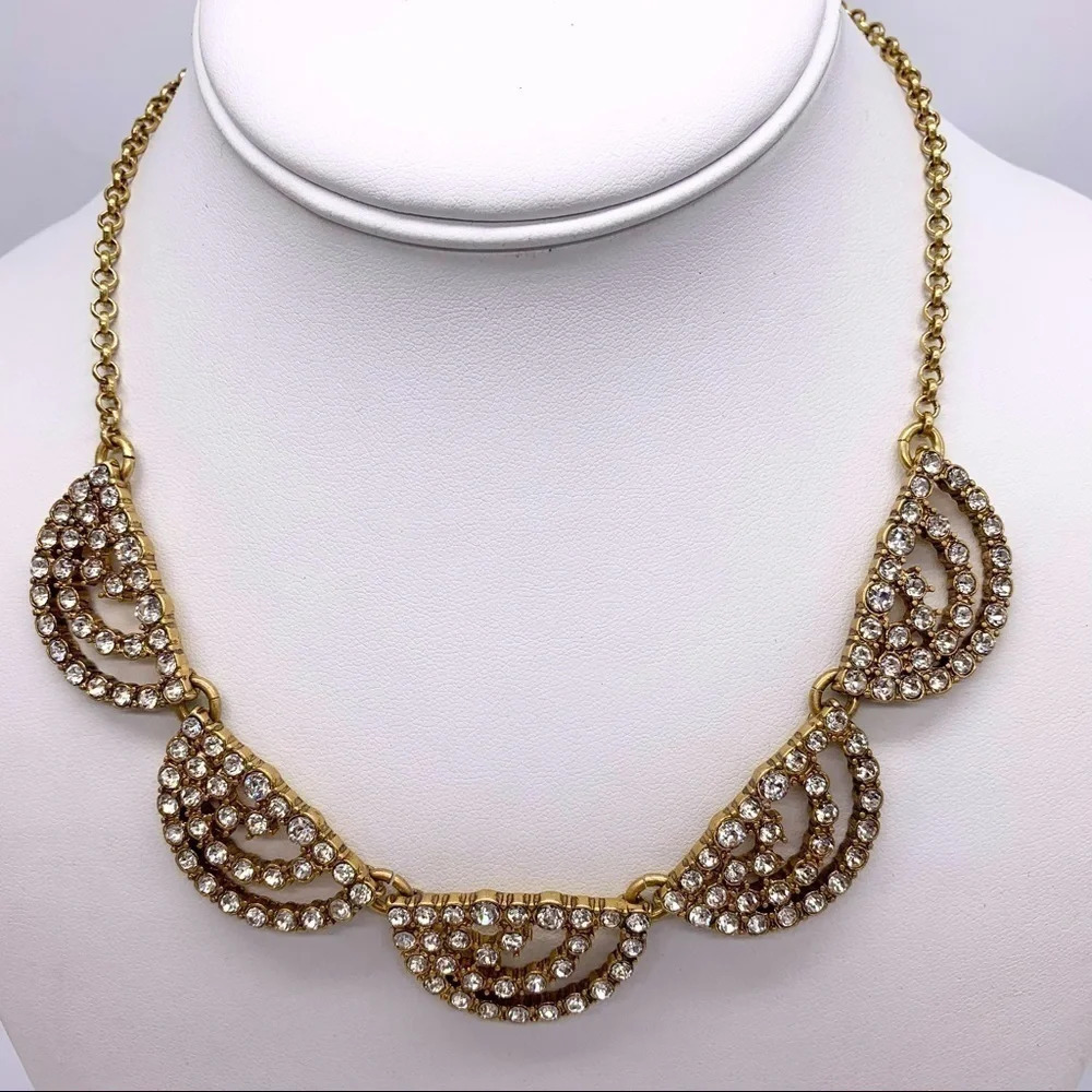 J. Crew Jeweled Half Moon Medallion Necklace NWT